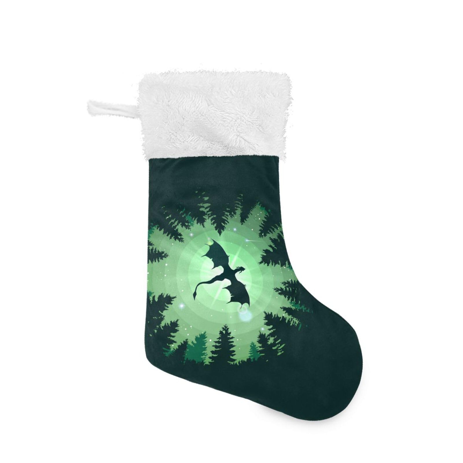 JHKKU Dragon Forest Christmas Stockings, 17.7 inches Personalized Large Christmas Stocking Gift Decorations and Party Supplies, Used for Fireplace