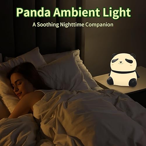 Miniatura 6 de Luz nocturna de panda, luz blanda para niños, luz LED de noche para habitación de niños, 3 niveles regulables, luces nocturnas para lactancia