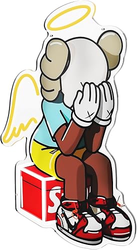 Letrero de neón de oso, letrero LED de neón para decoración de pared, decoración de iluminación ajustable para dormitorio, sala de juegos,