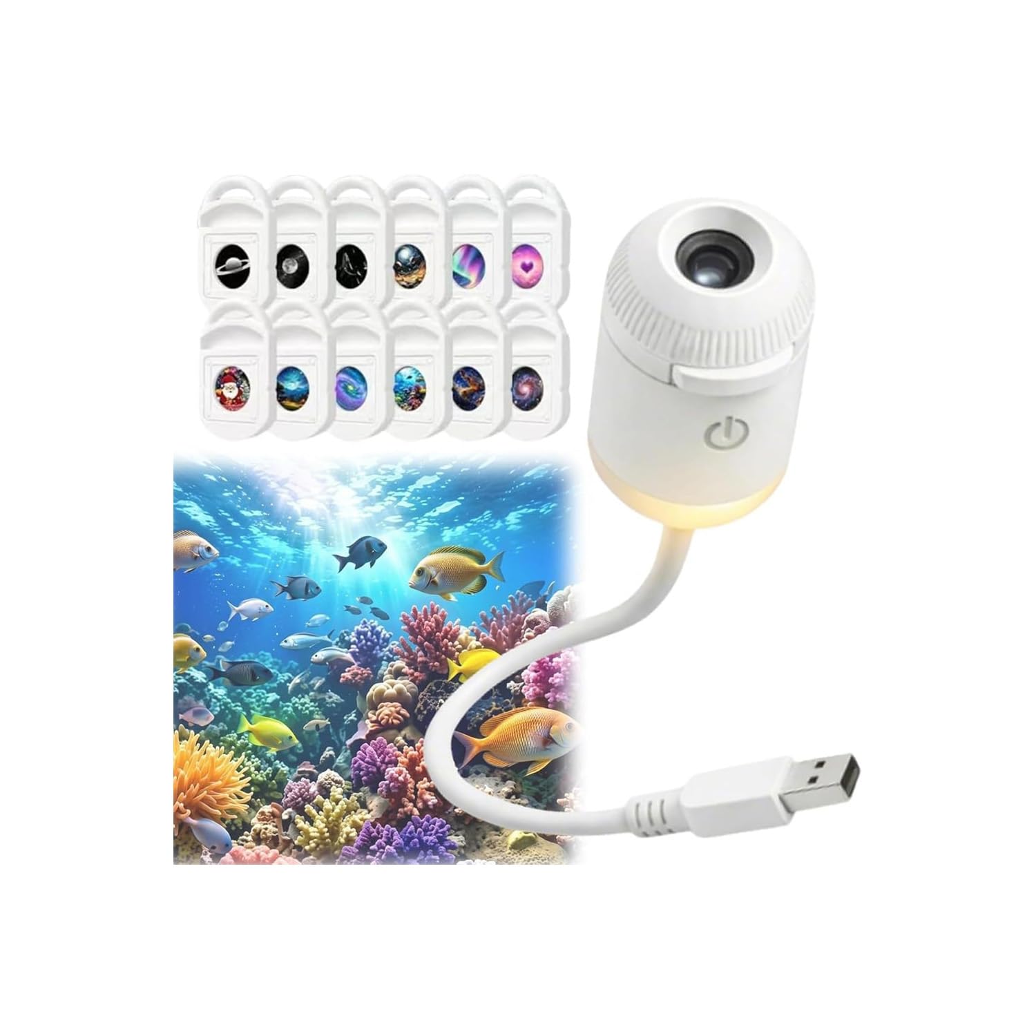 HD Smart Dynamic 5D Holographic Night Light Projectors,Plug and Play HD Star Projector,Adjustable Galaxy Star Projector,360° USB Galaxy & Moon Projectors for Bedroom Ceiling Car Roof (With 12films)