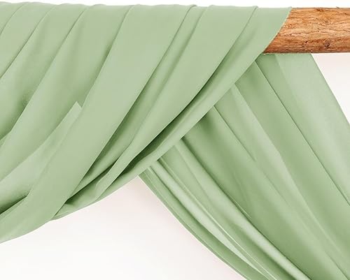 Miniatura 3 de 1 panel de tela para arco de boda, 1 panel de 30 x 18 pies, color verde salvia, cortina de arco de gasa transparente para cabina de fotos, despedida