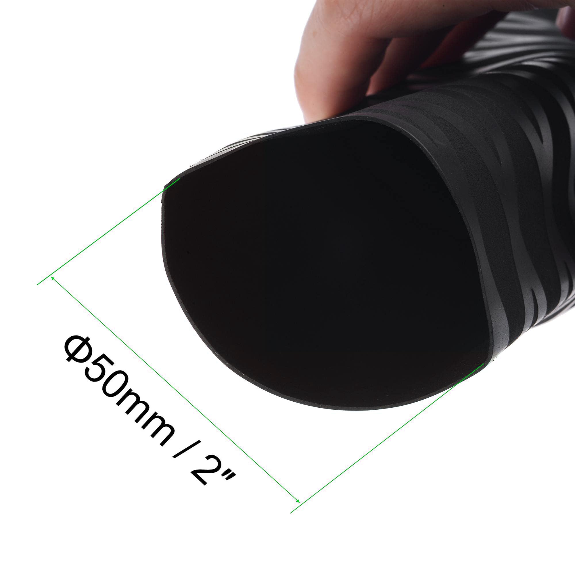 Tubo de envoltura termorretráctil Unifizz para empuñaduras de caña de pescar, 50 mm de diámetro, 81 mm de ancho plano, tubo termorretráctil de relación 2:1, funda para cables de 1,6 pies - Negro