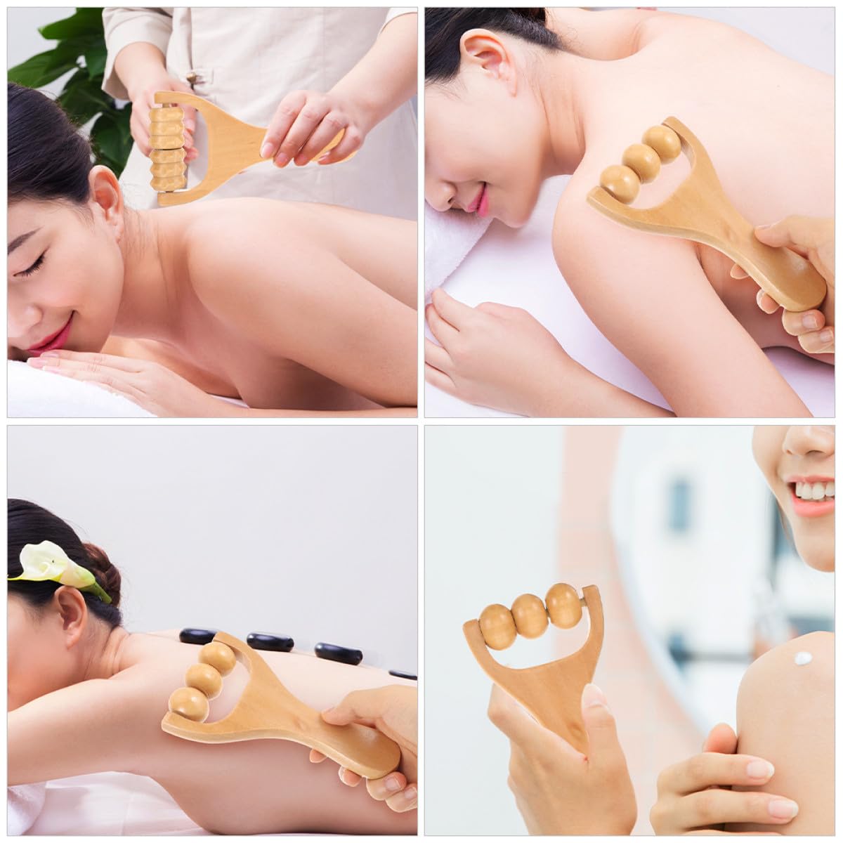 GLEAVI 8piezas Herramientas de Masaje de Madera Rodillo para Espalda Cuello Pies Piernas y Brazos Masajeador de Madera para Relajación