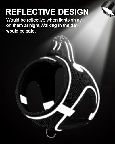 Miniatura 4 de Joytale arnés para perro, 12 colores, chaleco de malla transpirable, arnés acolchado suave reflectante para perros extra pequeños y pequeños, negro,