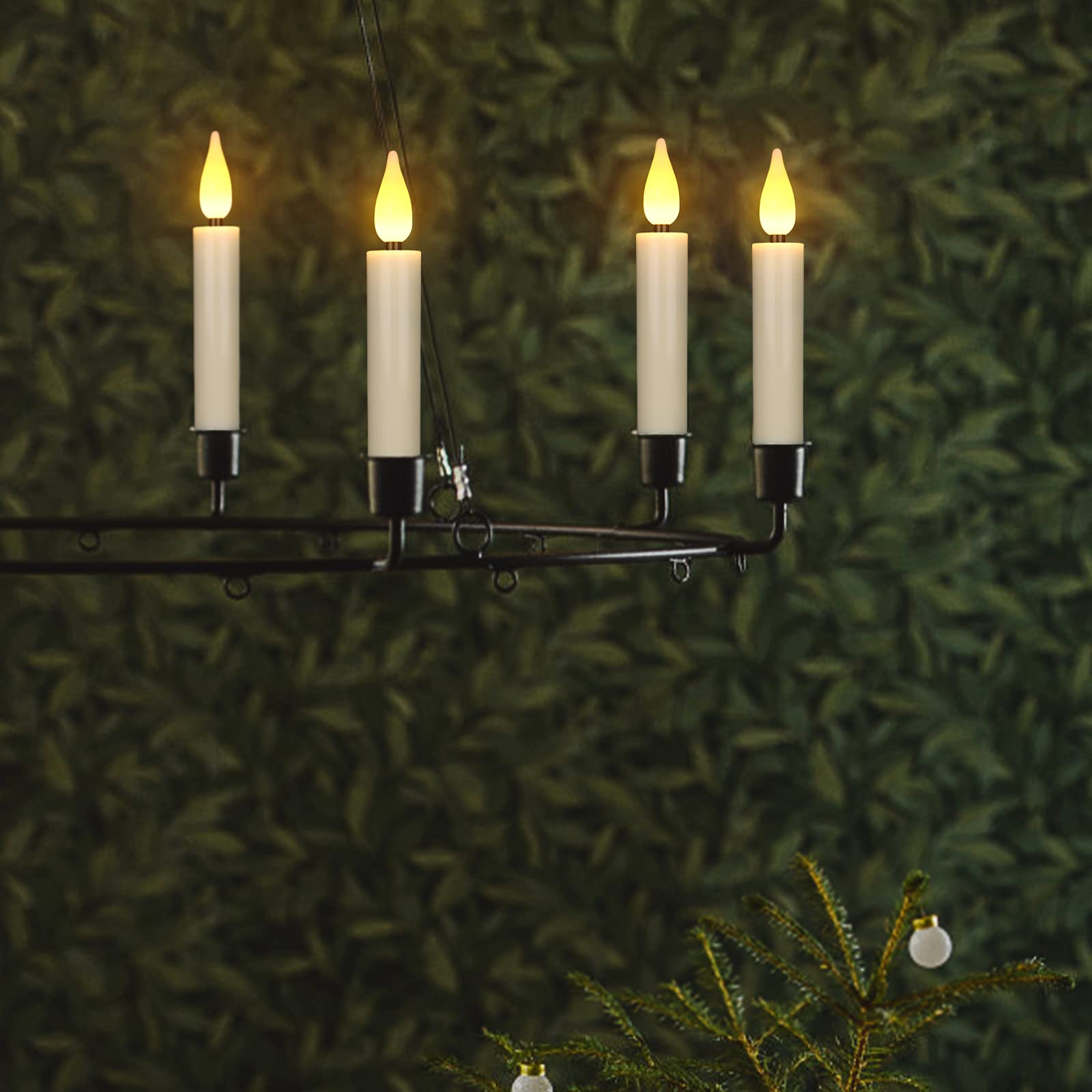 yunsheng 30 stk LED Weihnachtsbaumkerzen kabellos mit Fernbedienung Timer, Batteriebetriebene Flammenlose Flackern Weihnachtskerzen, Christbaumkerzen lichterkette, IP64, (Enthält 30 Batterien)