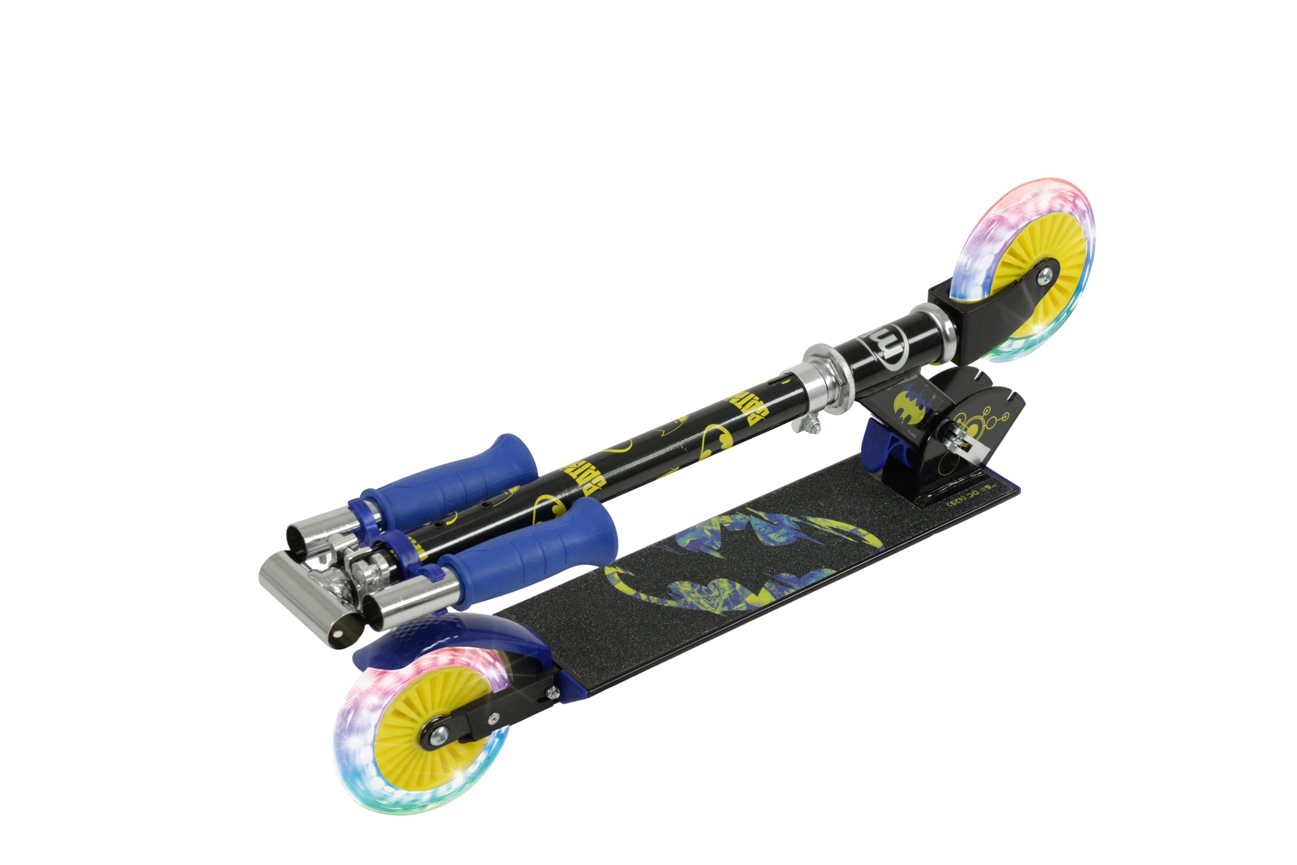 Batman Patinete Infantil para niñas y niños, Plegable en línea, para niños y niñas, Patinete Iluminado Ajustable, Ruedas iluminadas, 58 x 30 x 80 cm