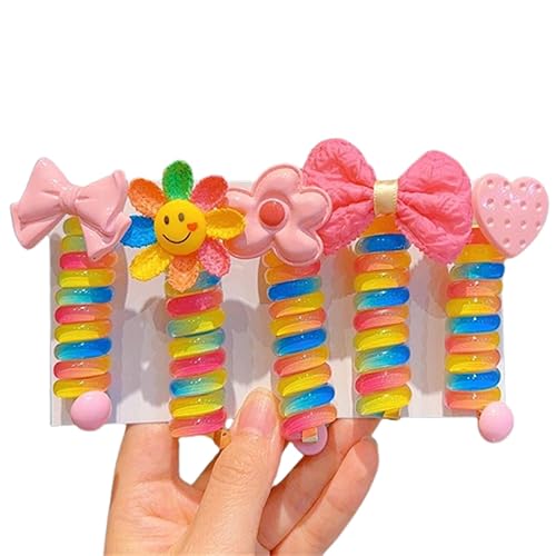 Lazos para el pelo en espiral, cola de caballo, coloridas bandas de pelo de alambre para teléfono para niños, lazos de pelo en espiral 2023, cable