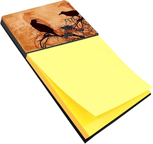 Caroline's Treasures Beware of The Black Crows - Soporte de notas adhesivas recargable de Halloween o dispensador de notas Postit, 3.25 x 5.5