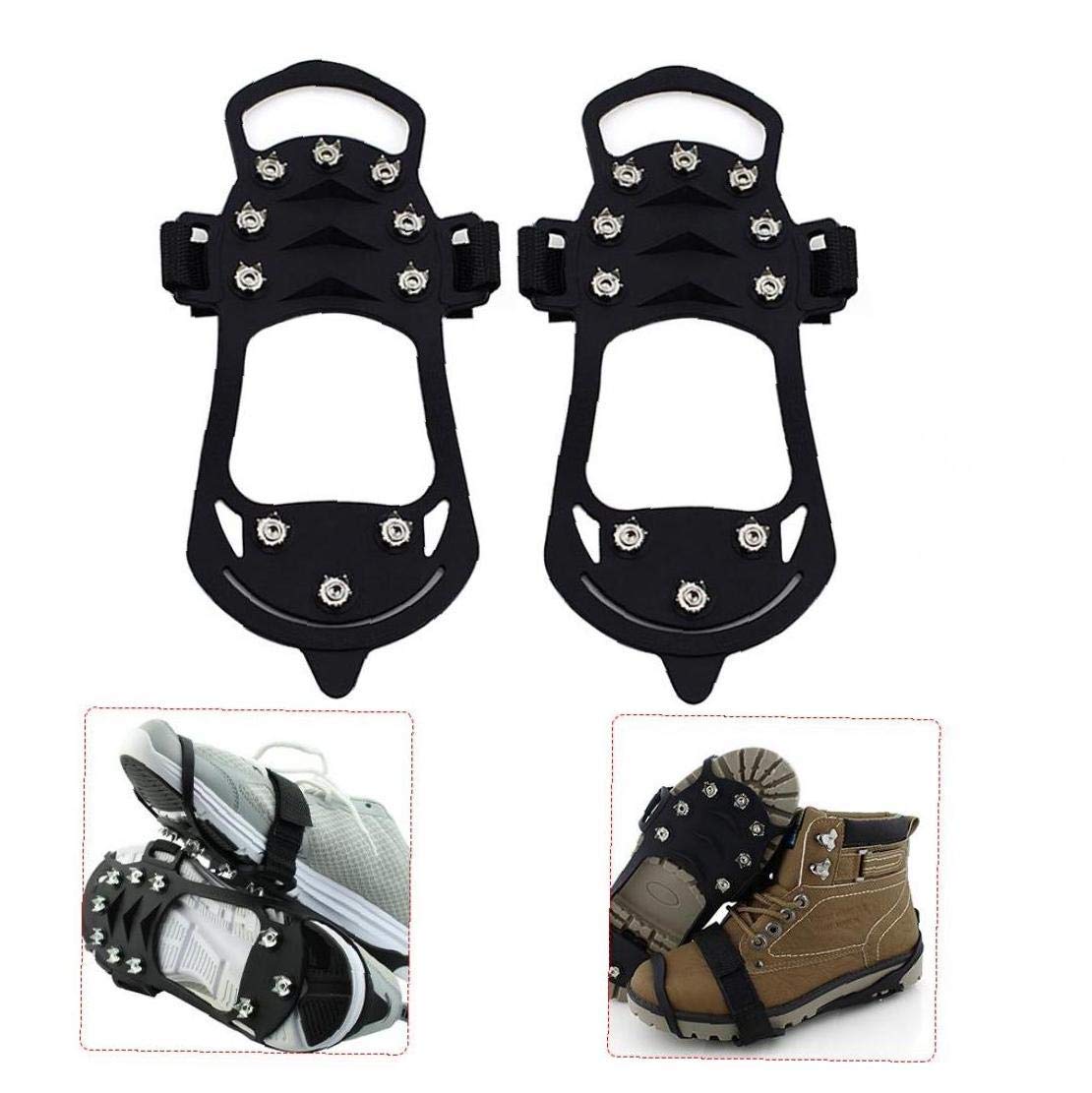 Eisgriffe Schnee Steigeisen Traktionsklampen Schuhstiefel Greifer Anti Slip 10 Stollen Spikes für Winterwandern