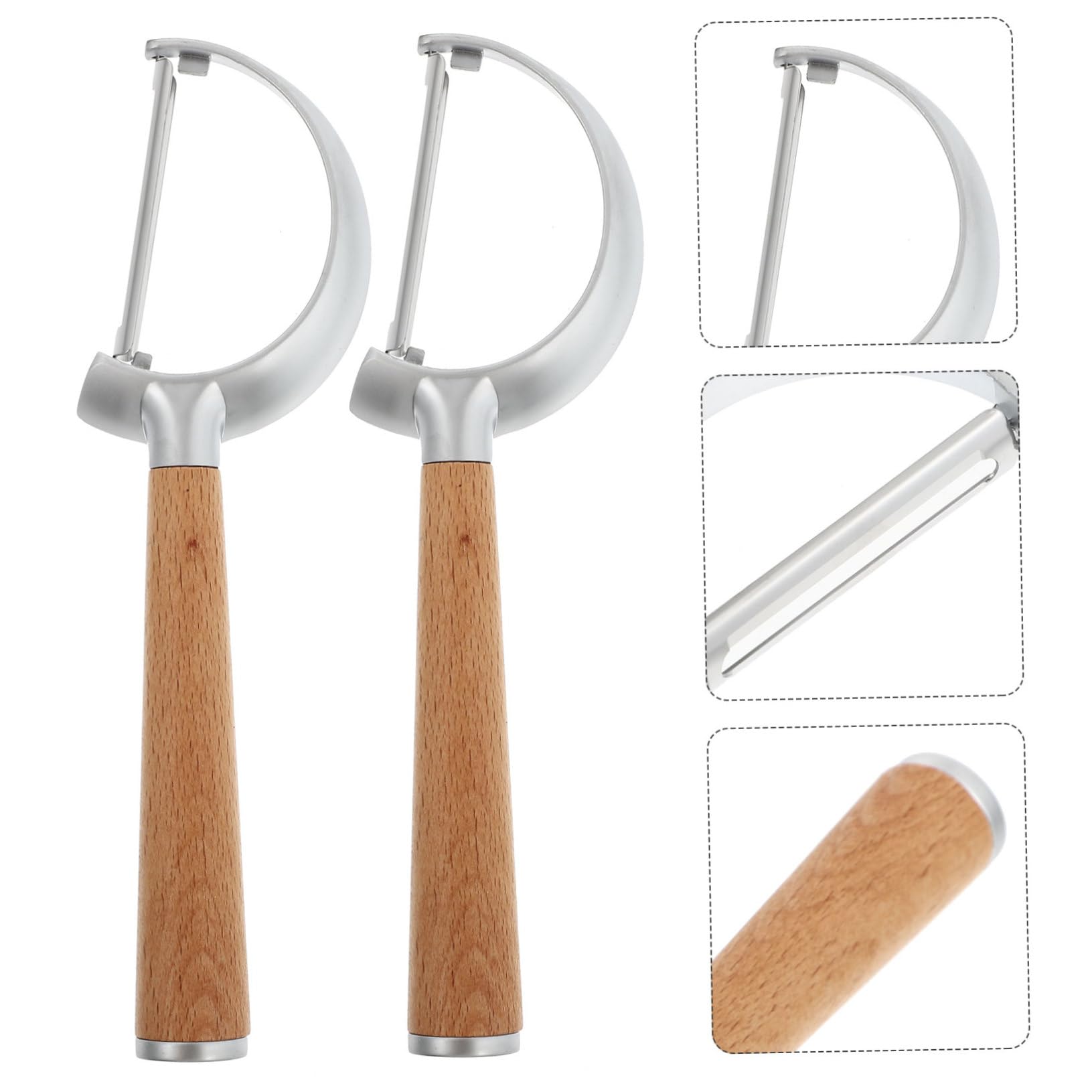 3piezas Pelador De Frutas y Verduras De Mango De Madera Pelador De Patatas Zanahorias y Pepinos Herramienta De Cocina Ergonómica y Práctica Para Uso Doméstico y Profesional