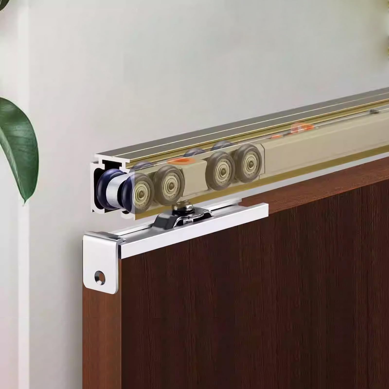 Rail de porte coulissante en aluminium 5,8m avec ferrures à fermeture douce