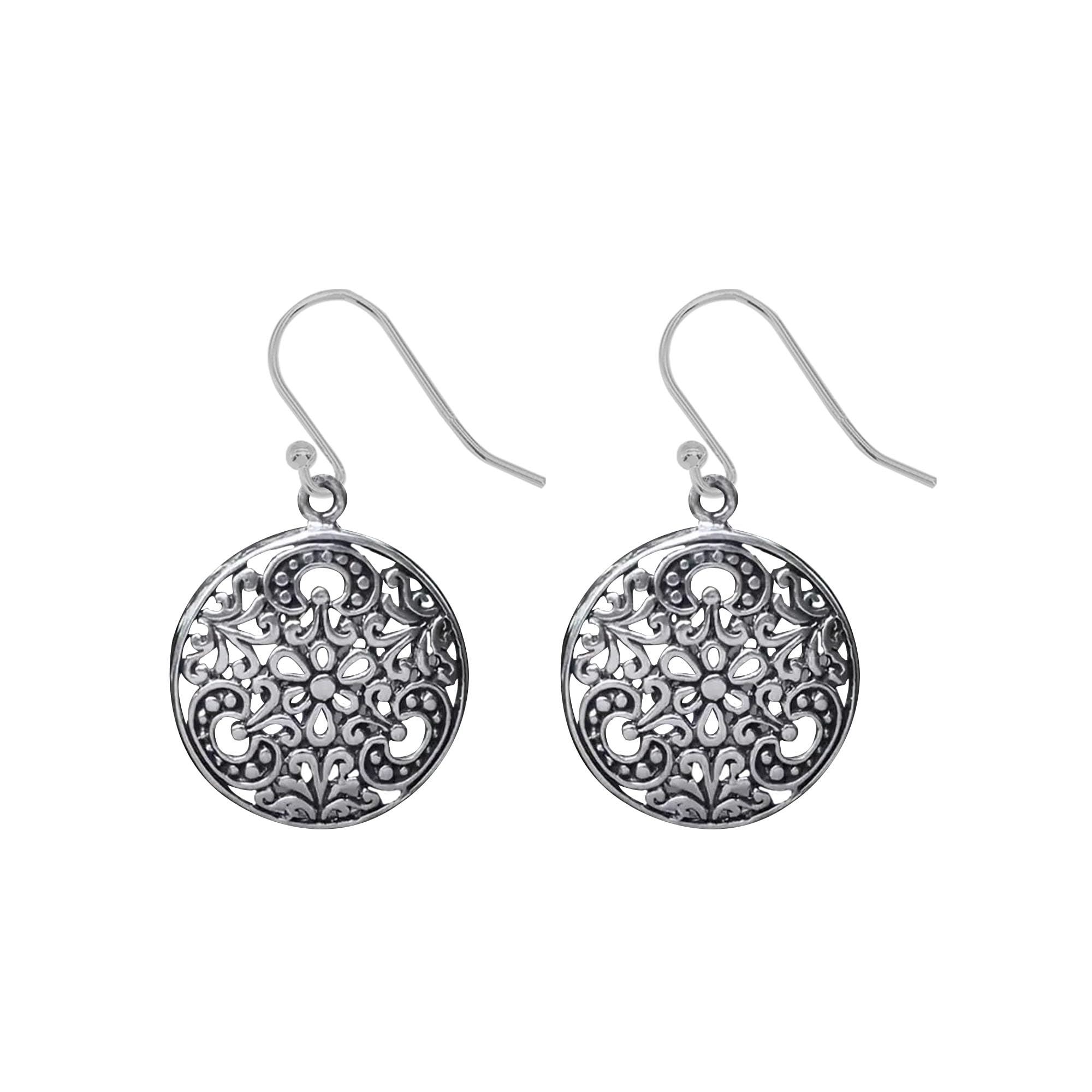 Peasimy Hollow Flower Pattern Circular Earrings Elegant Floral Cut-Out Disc Earrings for Women Lightweight Jewelry