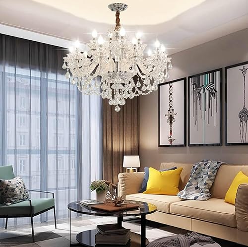 Miniatura 7 de Durahonn Iluminación de Araña de Cristal Transparente, Doble Capa 8+4 Luces, Luces de Techo de Cristal Transparente K9, Luz de Cristal Moderna para