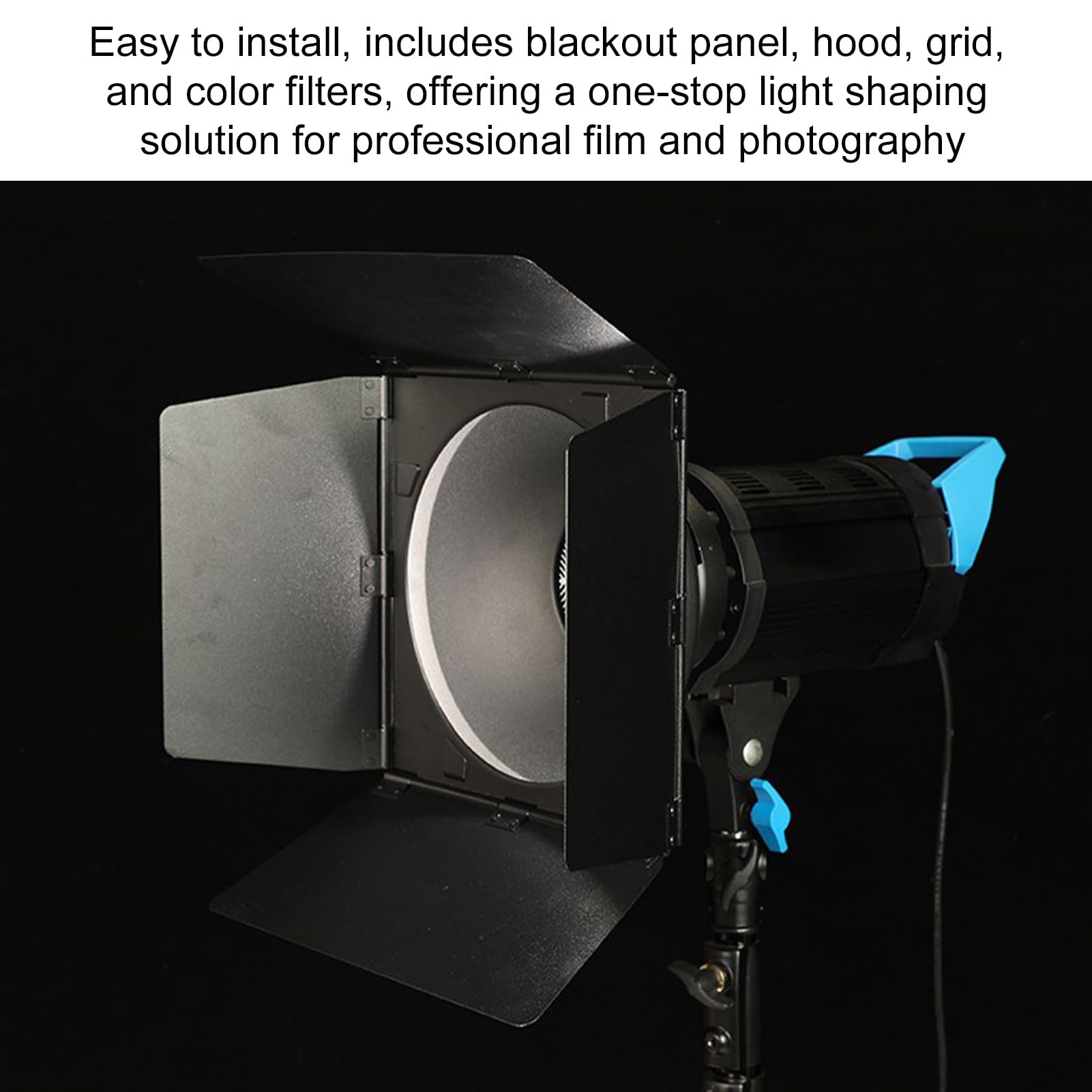Kit para Puerta de Granero con Montaje Bowens con Reflector, Rejilla de Panal de 60°, 5 Filtros Magnéticos de Gel de Color para Luz Estroboscópica de Estudio, Juego de