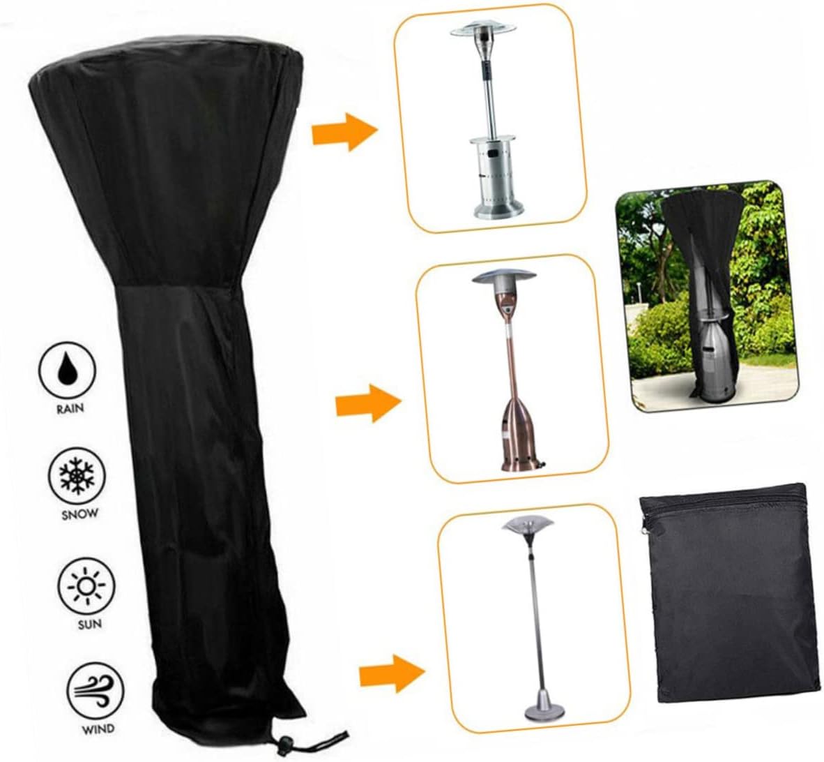 Outdoor Heater Cover Stand up Oxford Rainproof Dustproof Patio Heater Storage Cover