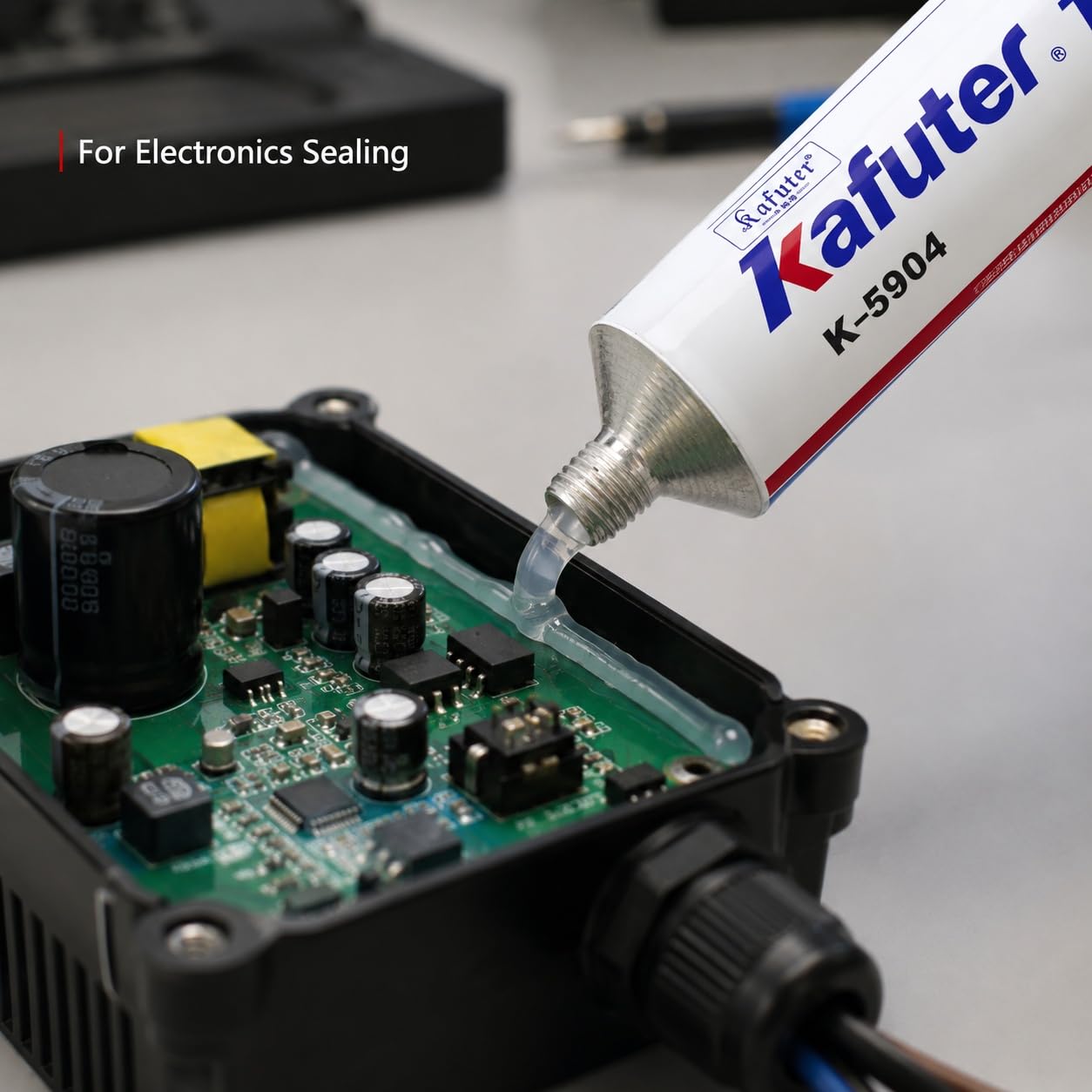 VIDOO Kafuter K-5904 Cemento Encapsulado Lámpara Proyector Semitranslúcido Pegamento Silicona Aislamiento Dieléctrico No Corrosivo para Vidrio Cerámica Metales - 300ml