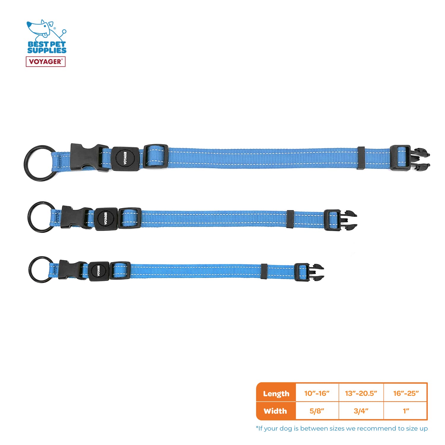 Best Pet Supplies Reflective Dog Collar with Adjustable Length, Heavy-Duty Buckle, and Strong Leash D-Ring, Training, Walking - Image 4