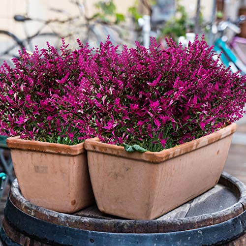 Urstoud 6Pcs Artificial Lavender Flowers,Fake Greenery Faux Plastic Artificial Flowers Uv Resistant Lavender Bouquets For Wedding Hanging Bouquet Indoor Outdoor Home Garden Office Table Vase(Fuchsia) #TOP2