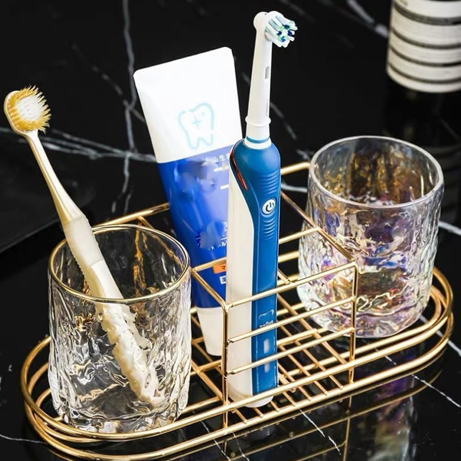 Miniatura 3 de Soporte para cepillo de dientes de baño de acero inoxidable, soporte para pasta de dientes, soporte para vasos, organizador de baño, montado en la