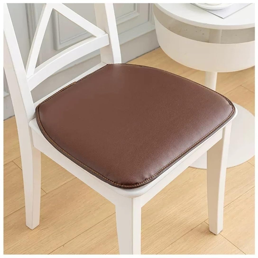 Dining Chair Cushion, Set Of 1/2/4 Leather Seat Cushion, Waterproof Dining Chair Pads Office Seat Cushions With Ties, Non-slip, Comfortable And Durable ( Color : Brown , Size : 40x43cm(Set Of 1) )