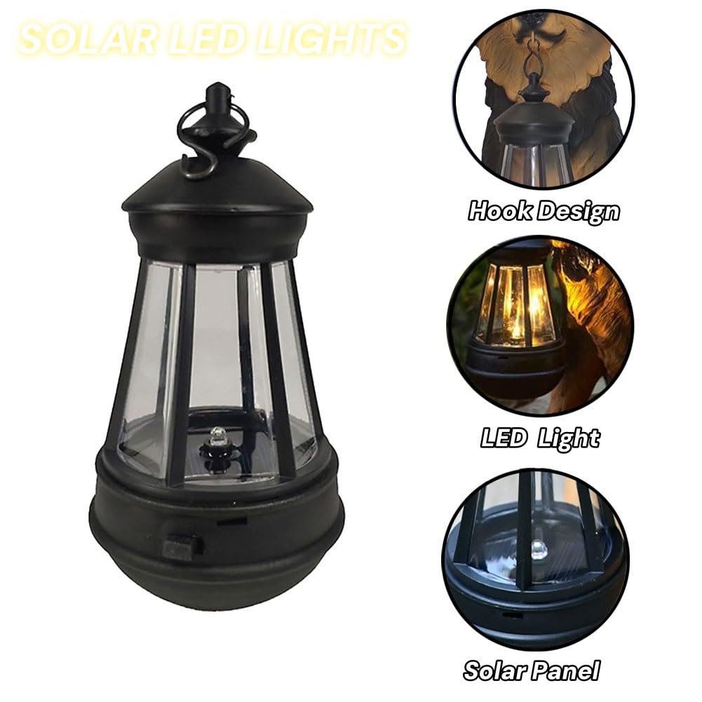Estatuas de jardín con luz Solar para Perro, estatuas solares para Exteriores, Figuras artísticas de Perro, esculturas de Resina para Patio, balcón y jardín.