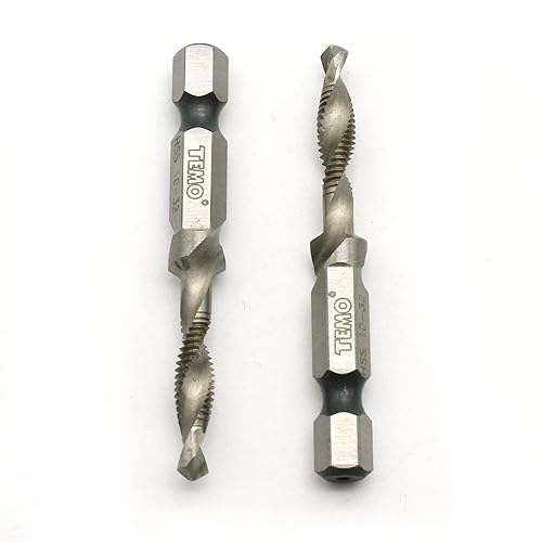 Vista 6 de M2 - Juego de 6 brocas y grifos combinados con adaptador de cambio rápido de 1/4 pulgadas (tamaños 6-32 a 1/4-20)