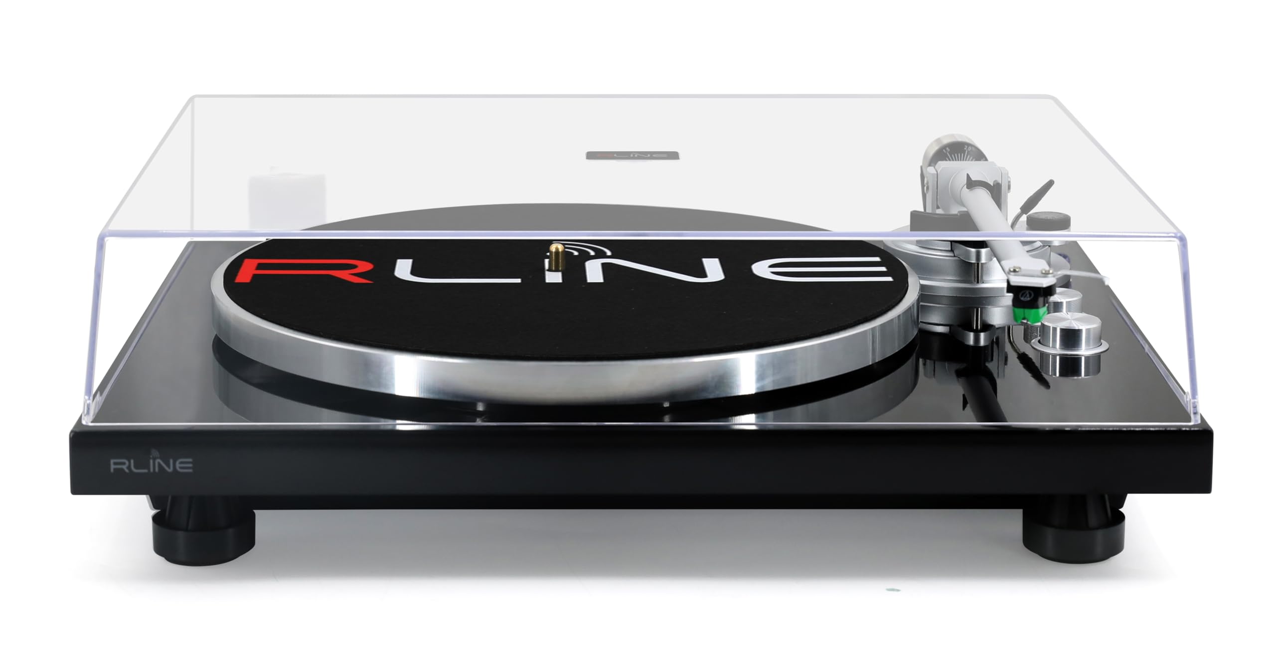RLINE - Giradischi Vinili Bluetooth Nero Lucido, Lettore Vinili 33 e 45 Giri, Piatto 12" in Alluminio Pressofuso, Cartuccia Magnetica VM-95E, Pre-amplificatore Attivabile, Funzione Anti-Skating