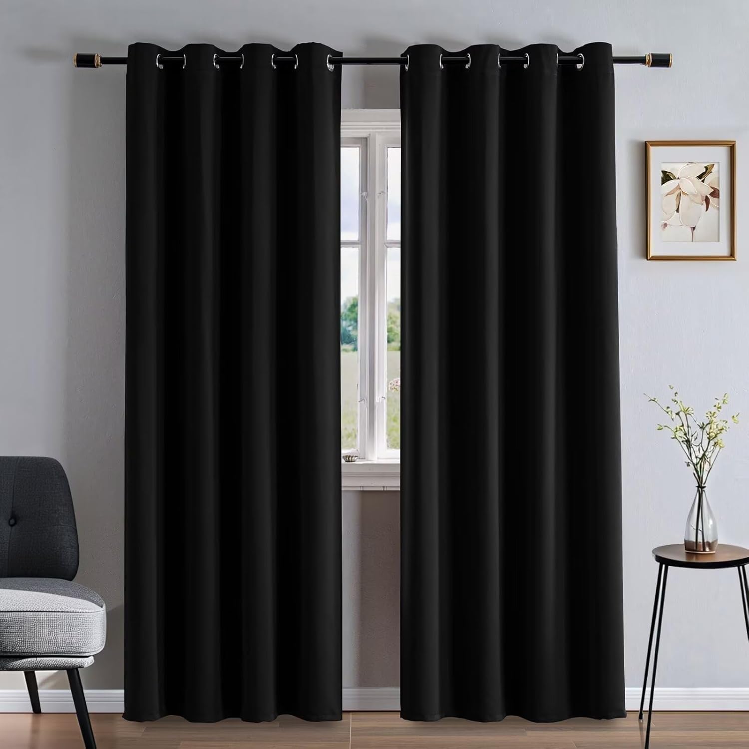 Juego de 2 paneles de cortinas de 84 pulgadas de largo, cortinas opacas para dormitorio, sala de estar, cortinas de oscurecimiento de habitación con