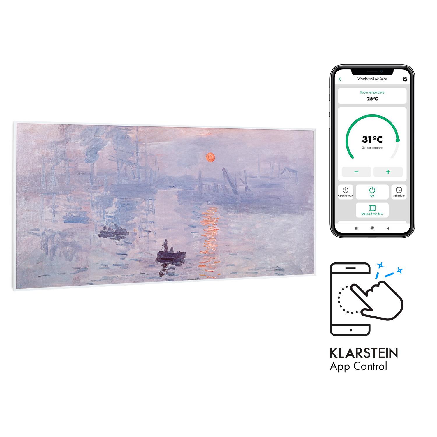Klarstein – Radiateur infrarouge mural 720W – Panneau chauffant extra plat – Contrôle via application – Norme IP24 – Pour salle de bain