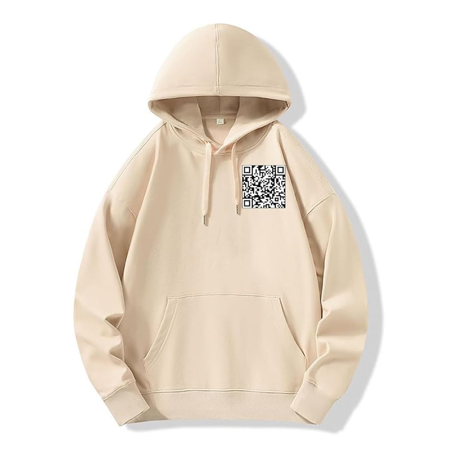 Seymal Unisex Khaki Funny Fu Qr Code Hoodie, Fuck You Qr Code Shirt, Fu Qr Code Shirts For Men, Qr Code Hoodie, Scannable Qr Code Qrcode Hoodie(,Large)