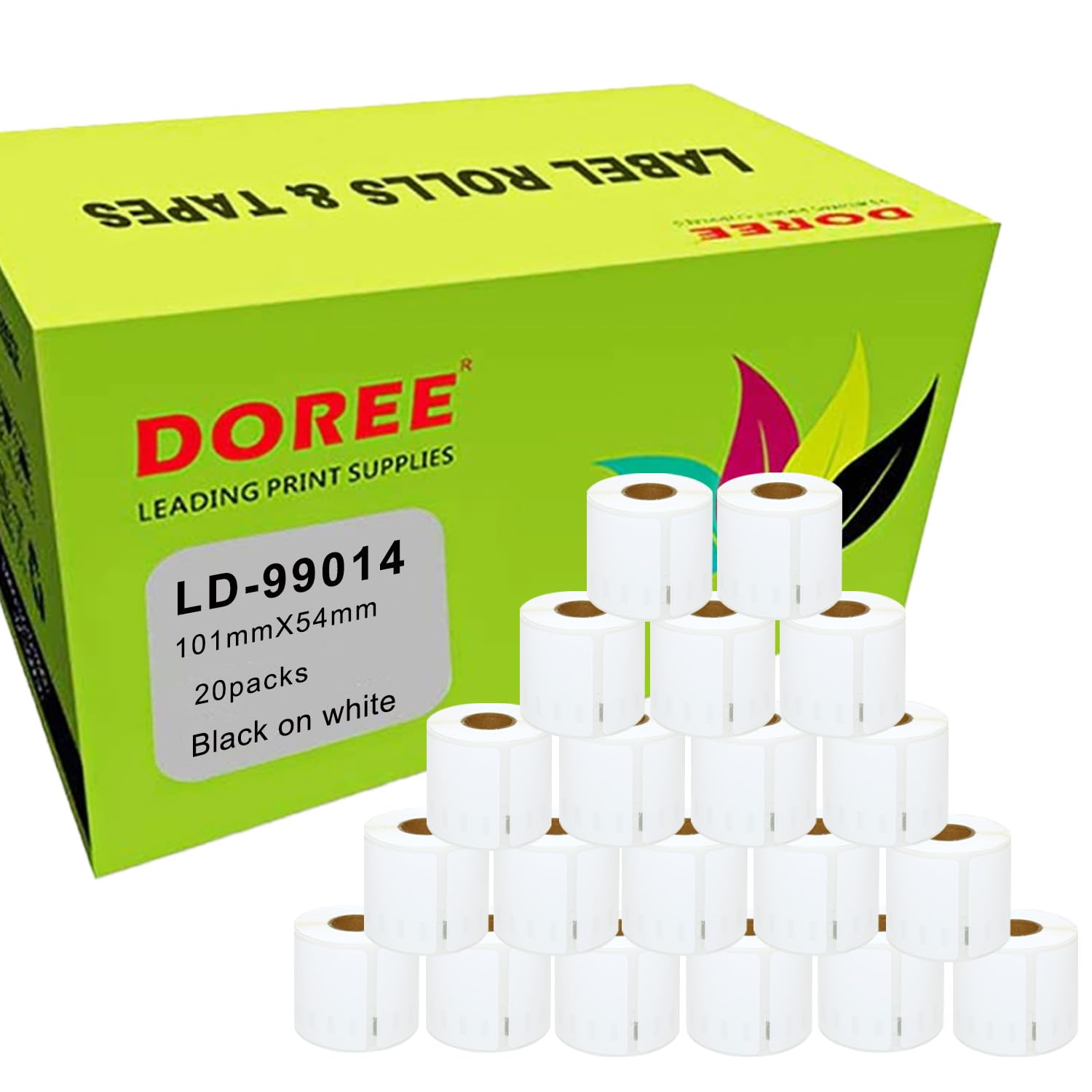 DOREE confezione da 20 etichette indirizzo 99014 S0722430, 54 x 101 mm,220 etichette per rotolo, compatibile con Dymo LabelWriter 4XL 450 400 330 320 311.