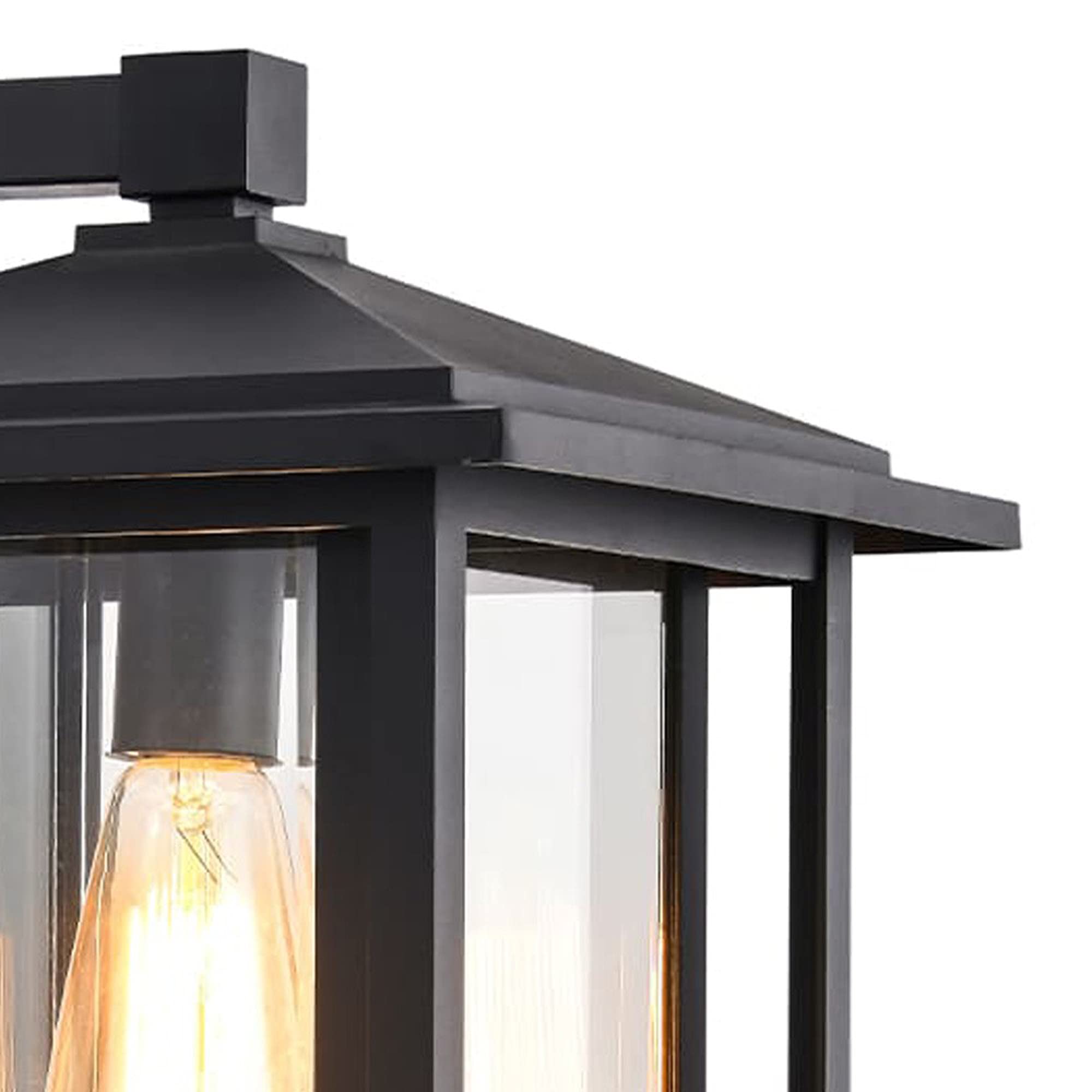 wonderlamp - Aplique de pared exterior Avenida, 1xE27, Máx. 60 W, IP 23, Aplique Vintage, forma de Farol con cristal, Negro