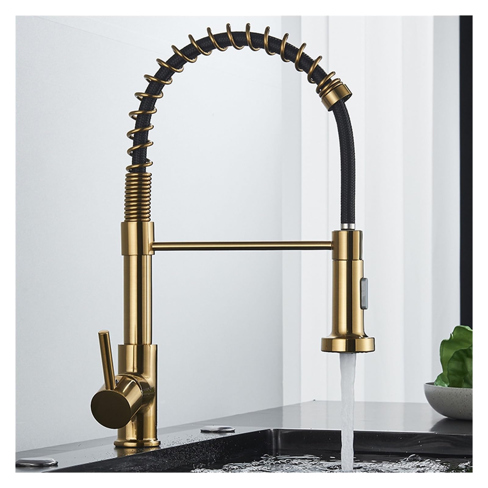 ZQFHSX Matte Black PullOut Kitchen Faucet with 360° Swivel Hot & Cold Water Mixer Countertop Mount Stylish Nickel Design for Modern Sinks