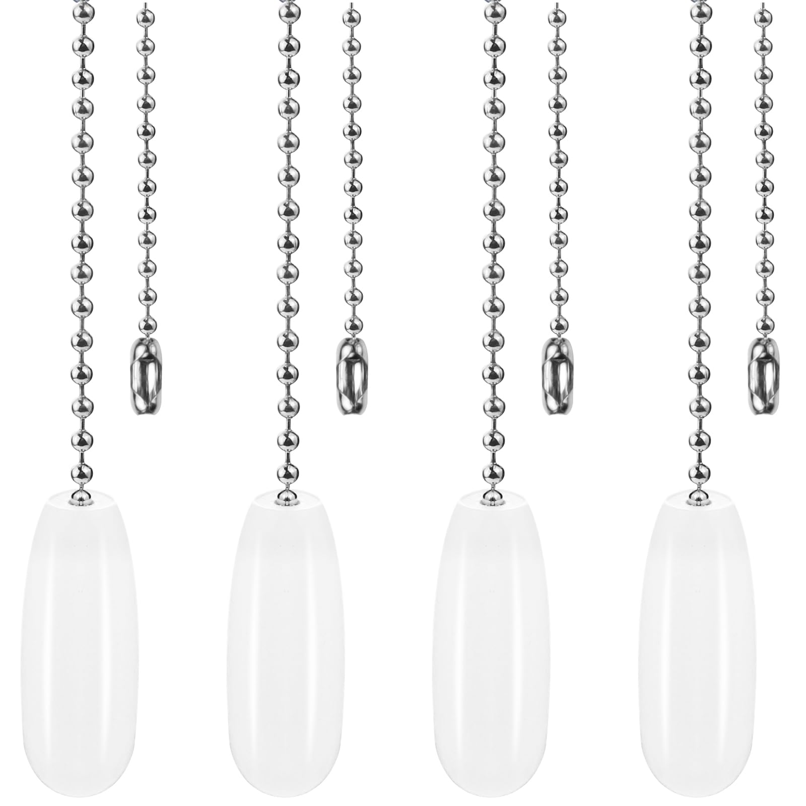 4 PCS Wooden Ceiling Fan Pull Chains, 12-Inch Chains Fan Decorative Cord Extenders, for Chandeliers, Fans, Bedrooms, Living Rooms, and Dining Rooms (White)