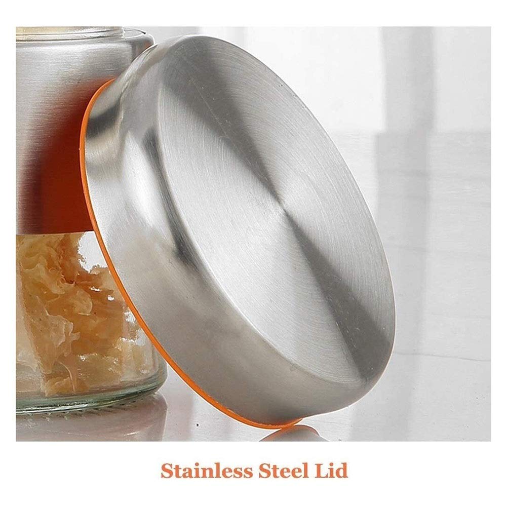 Vorratsglas Glas Küche Kaffee Kanister Jar Set für Arbeitsplatte 304 Edelstahl Lebensmittel Vorratsbehälter mit luftdichtem Deckel, Speisekammer Organisation und Aufbewahrung für Tee