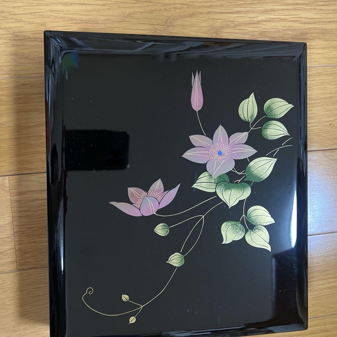 Amazon.co.jp: 会津塗り 木製漆器 天然木 鉄線花 角文庫 文箱 古道具