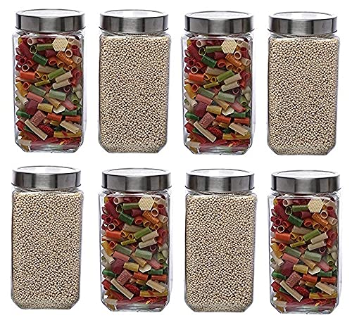 Image of PRAMUKH FASHION Glass Jar And Container (1800Ml) With Rust Proof Air Tight Lid 2 Liter For Kitchen Storage Pickle Jar Round Glass Jar Sauce Jar Jam Jar Pack Of (2), Multicolor