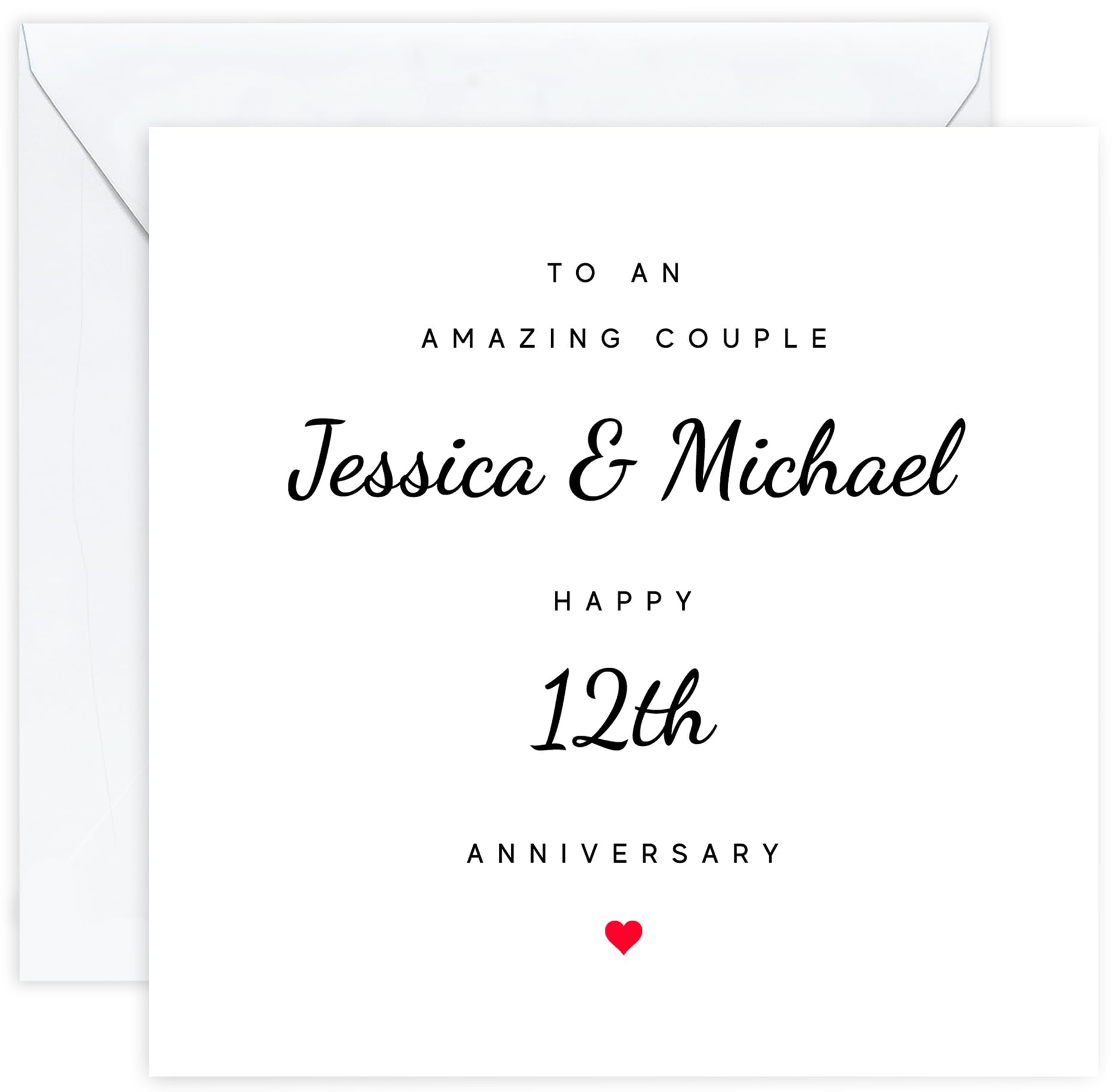 Personalised 12th Anniversary Card Couple – Custom Name Card | Twelfth Wedding Anniversary Card for Husband and Wife | 12 Year Anniversary Card for Couple | for Partners or Married Couple