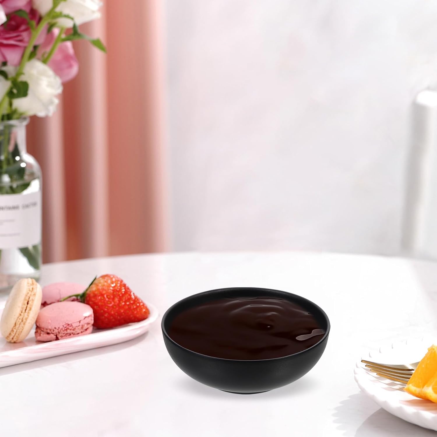 3pcs Small Rice Bowls Black Melamine for Restaurants and Hotels