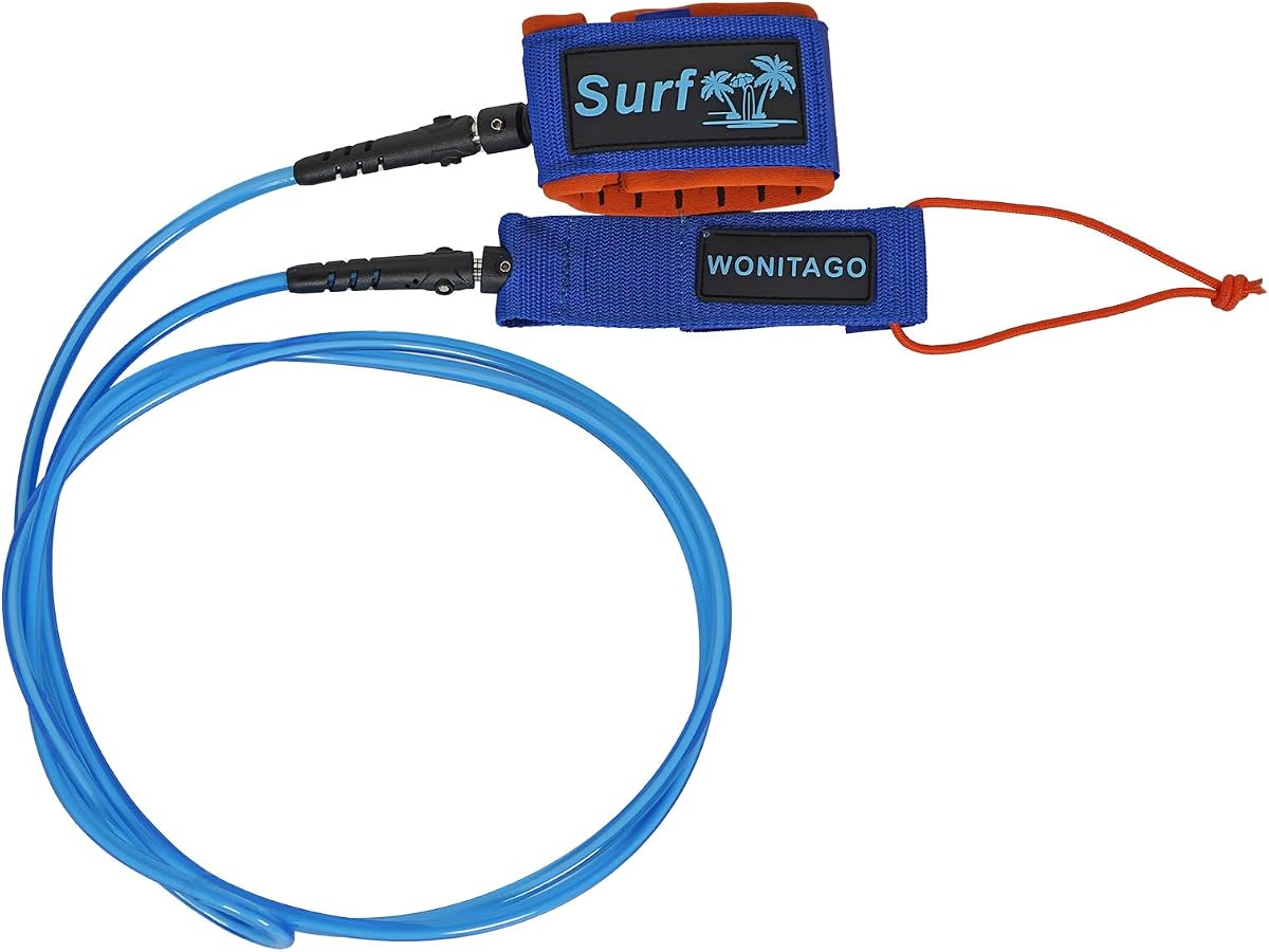 Premium Surfboard Leash, 6/7/8/9/10 ft Straight Surf Board Leashes, 7 mm Legrope Strap for Shortboard, Longboard