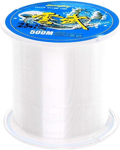 nuoshen 500 Meters Nylon Fishing Line, Sicai Monofilament Clear Nylon Fishing Line about 0.26mm in diameter Nylon Wire Fishing Line Clear
