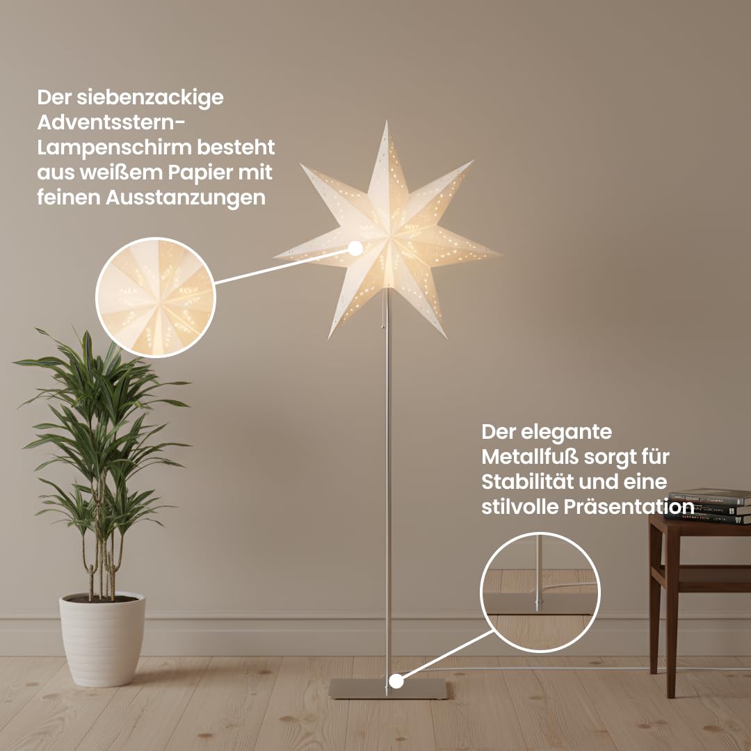 Sensy Mini Standleuchte Stern 83 cm - Papierstern mit Metallfuß