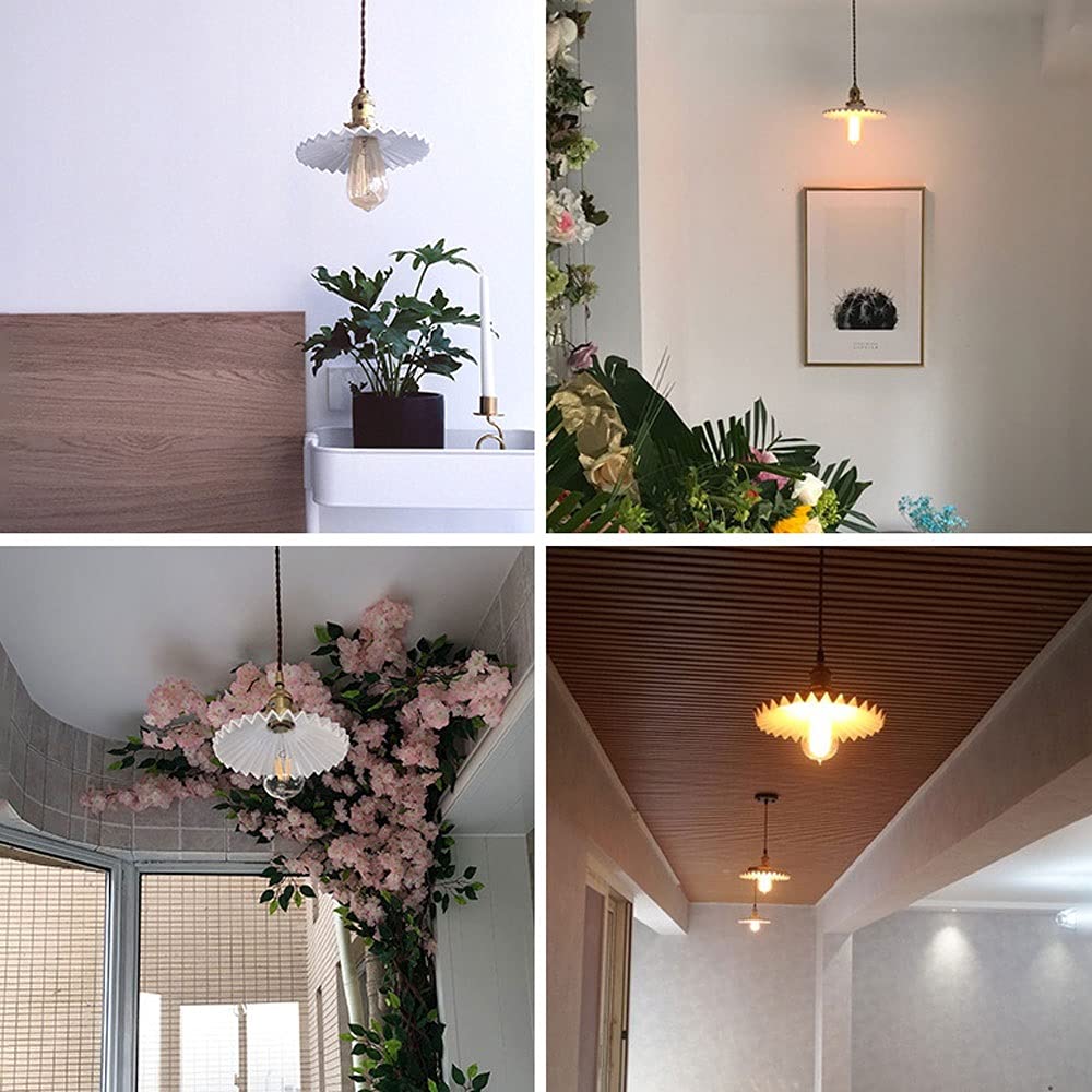 Lámpara colgante de cerámica Blanca con pantalla plisada de Un Solo cabezal, minilámpara de techo E27, Ideal para cocina, Sala de estar, dormitorio, decoración del hogar.