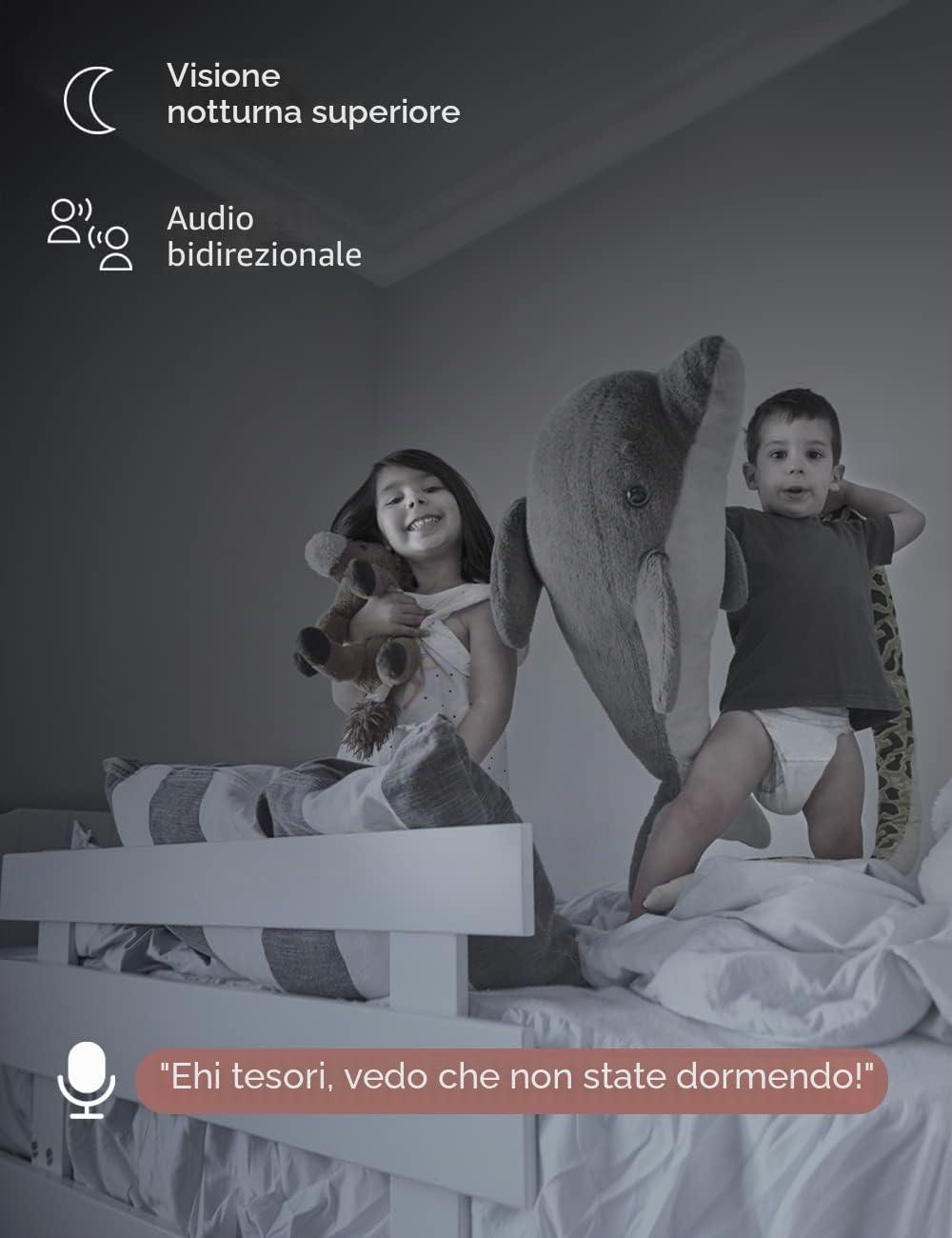 Nooie Telecamera con scheda Micro SD da 32 GB, Videocamera Sorveglianza Wi-Fi Interno 1080P, 360°Pan/Tilt, Visione Notturna, Audio Bidirezionale, Tracciamento del Movimento, Compatibile con Alexa