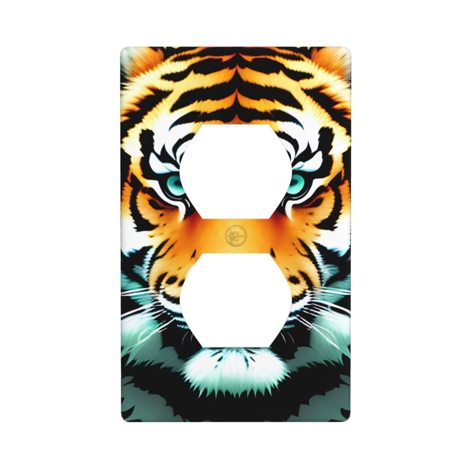 Little Fat Tiger Head Decorative Switch Plate Cover-Unbreakable Polycarbonate Wall Plate for Home Office, 1 Gang with Screws