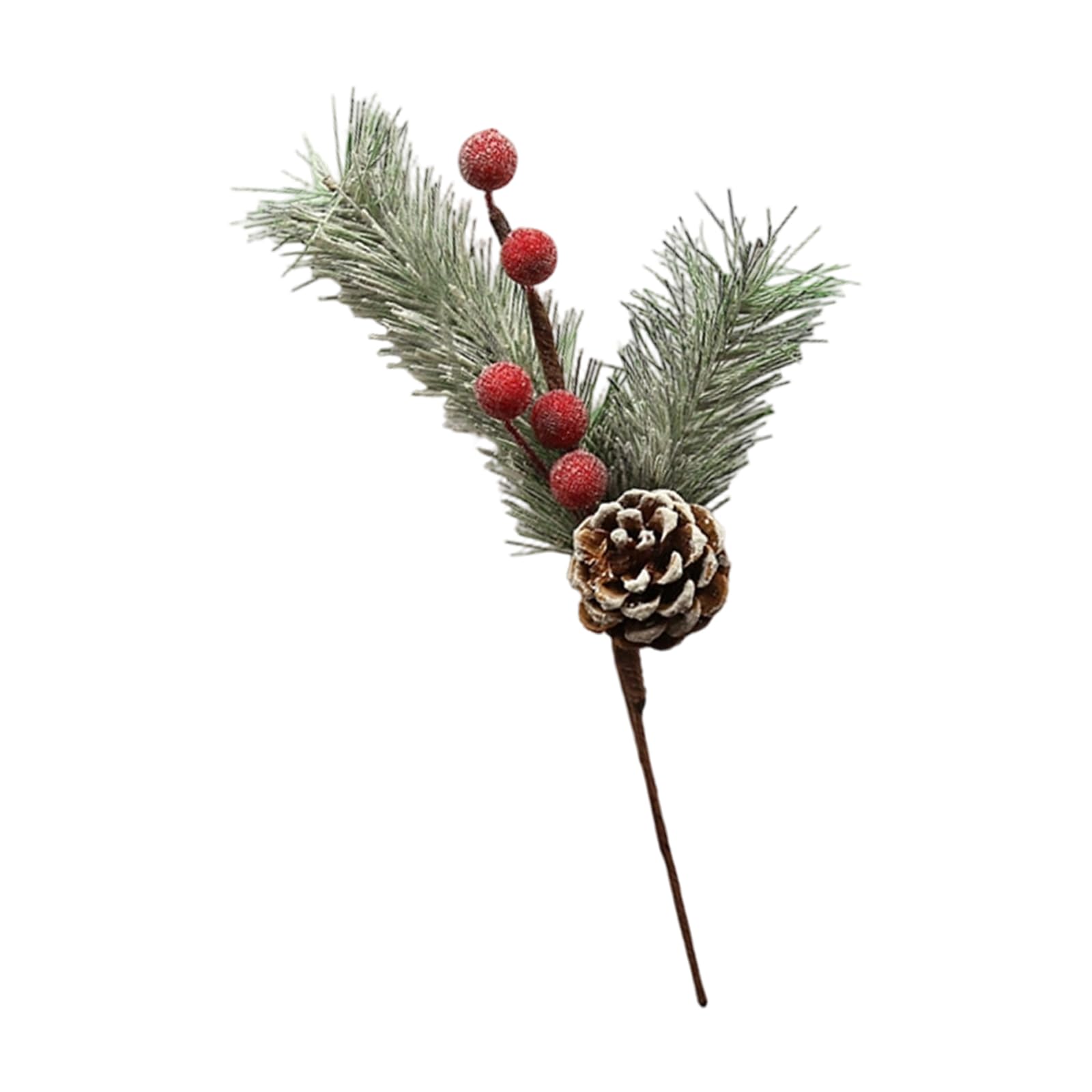 Kalttoy 1pc Realistic Winter Berries Sprigs with Real Pinecones Multipurpose Holiday Decoration Sturdy for Christmas Tree Fireplaces Wreath Christmas Tree Accessories