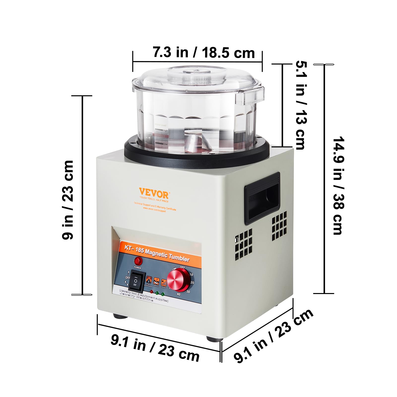 VEVOR Magnetische Schmuckpoliermaschine 800g Rotation Schmuckpoliermaschine Professionelle Rotation Trommelpoliermaschine mit Bidirektionale Rotation 2000 U/min für Schmuck