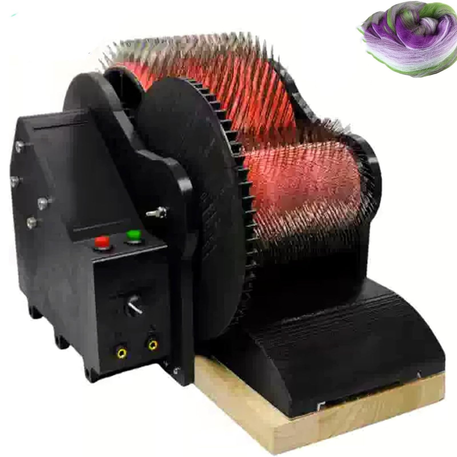 XNZJHPP Wool Drum Carder for Spinnings & Felting - 56RPM Wide Combing Machine with Dual Roller Design, Fast Color Mixing for DIY Crafts, Blending & Combing Wool