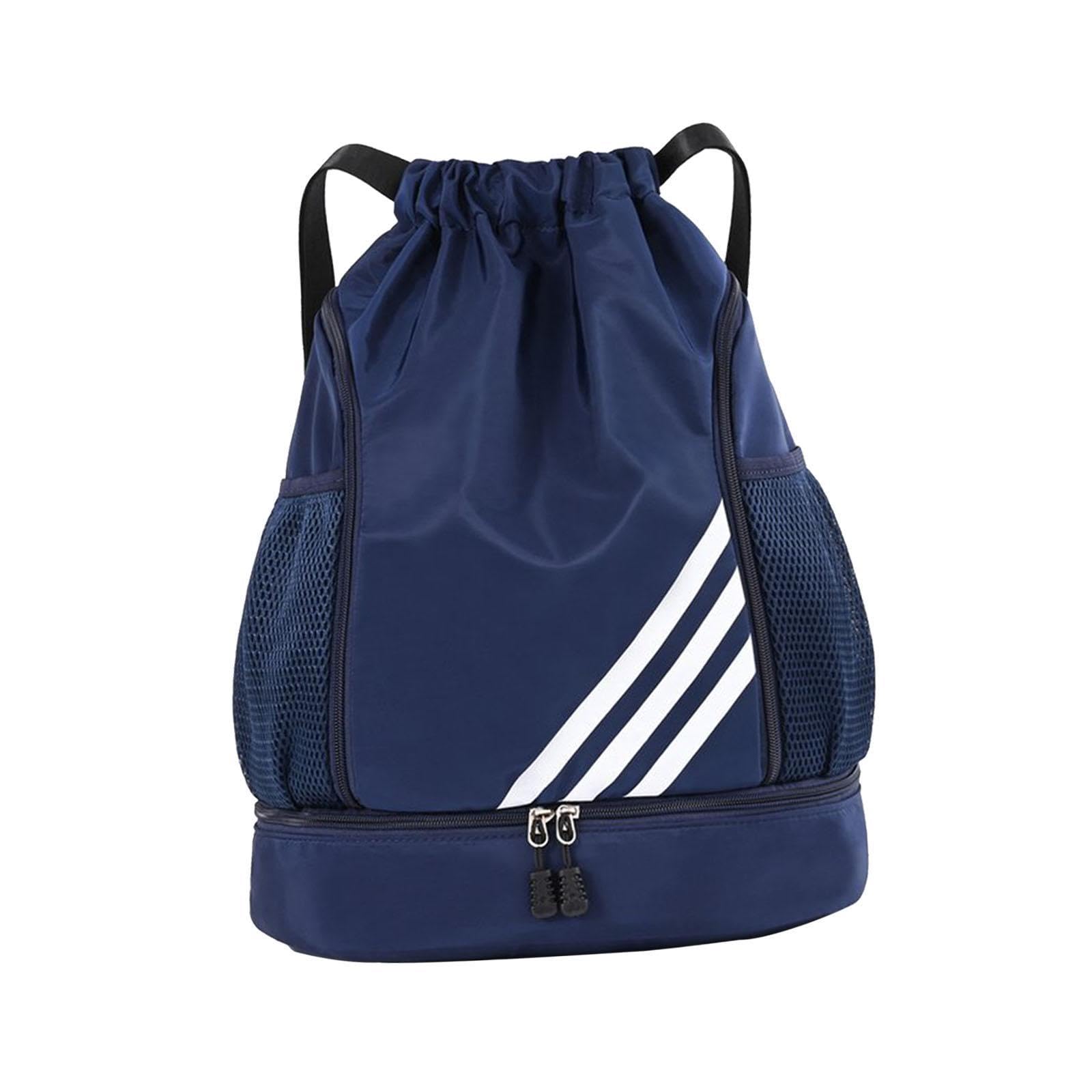 Drawstring Backpack Bag Portable Basketball Bag for Soccer Outdoor Men Women Dark Blue-image-46