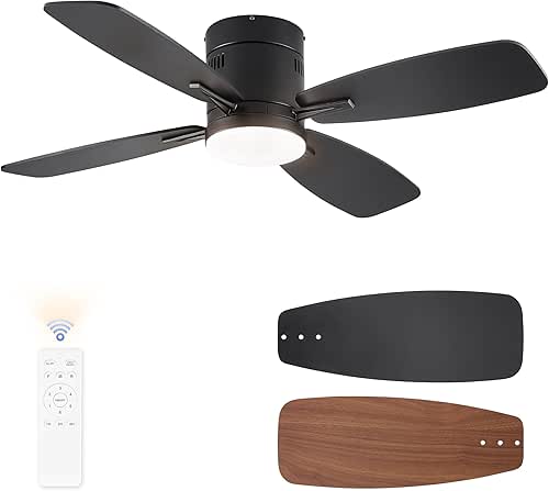 LEDIARY 42 inch Ceiling Fans with Lights and Remote Control,Flush